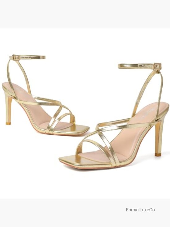 Strappy Square Open Toe Stiletto Heels Lace Up Ankle Strap High Heels